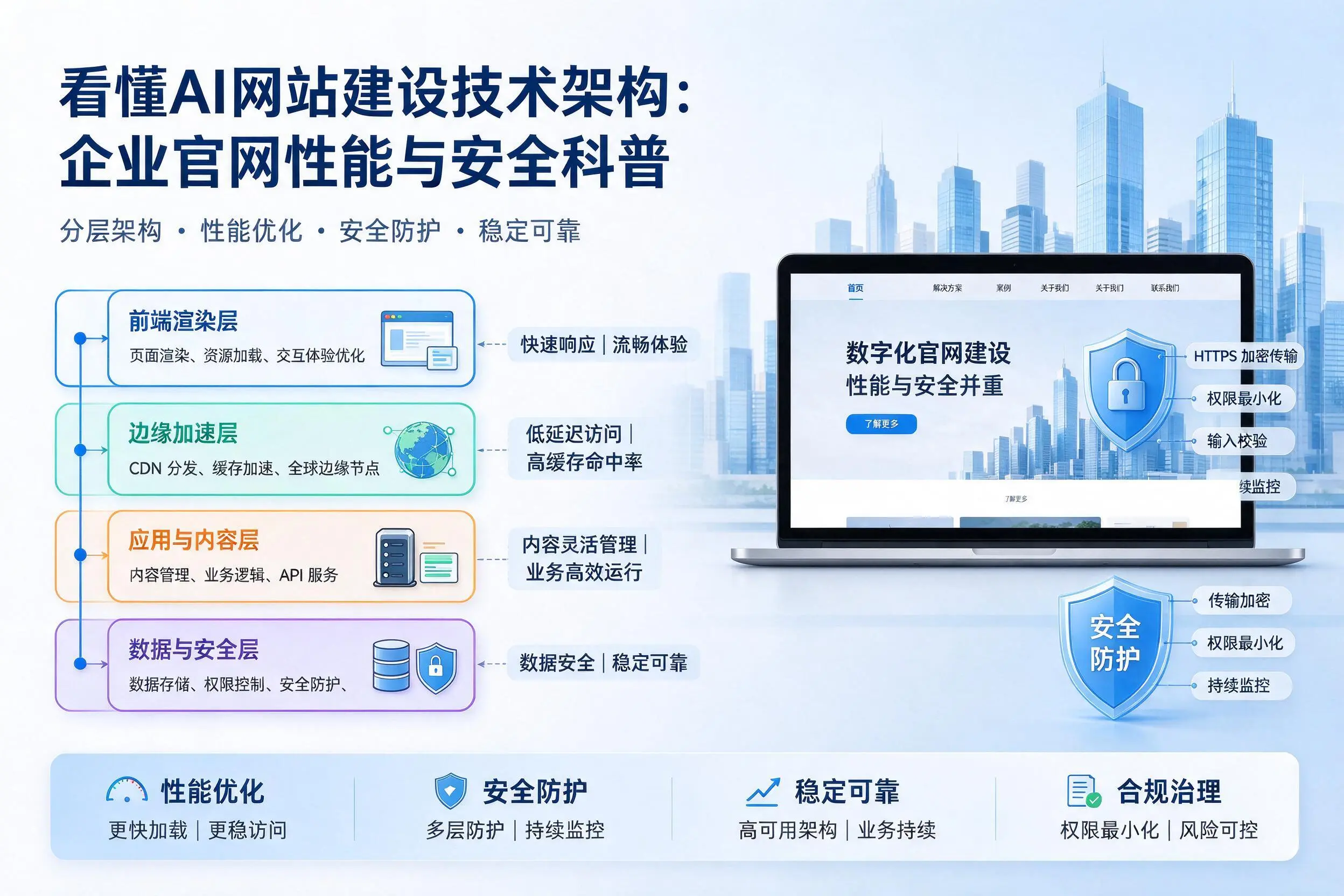看懂AI网站建设技术架构：阳江企业官网性能与安全科普