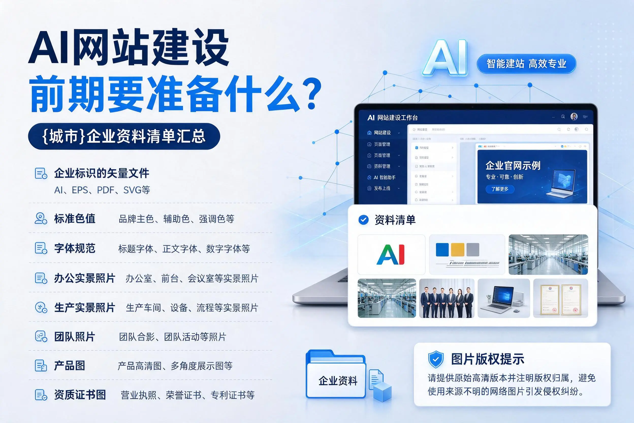 AI网站建设前期要准备什么？阳江企业资料清单汇总