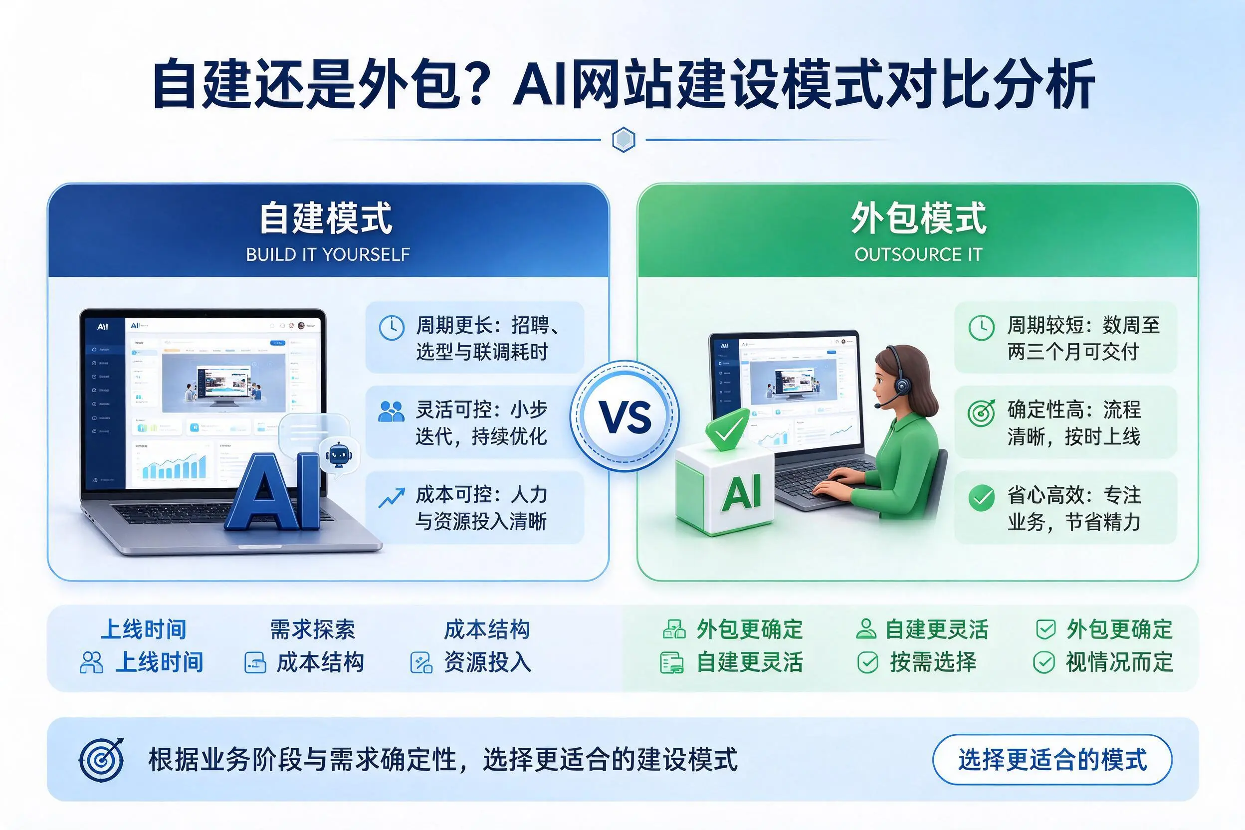 自建还是外包？阳江AI网站建设模式对比分析