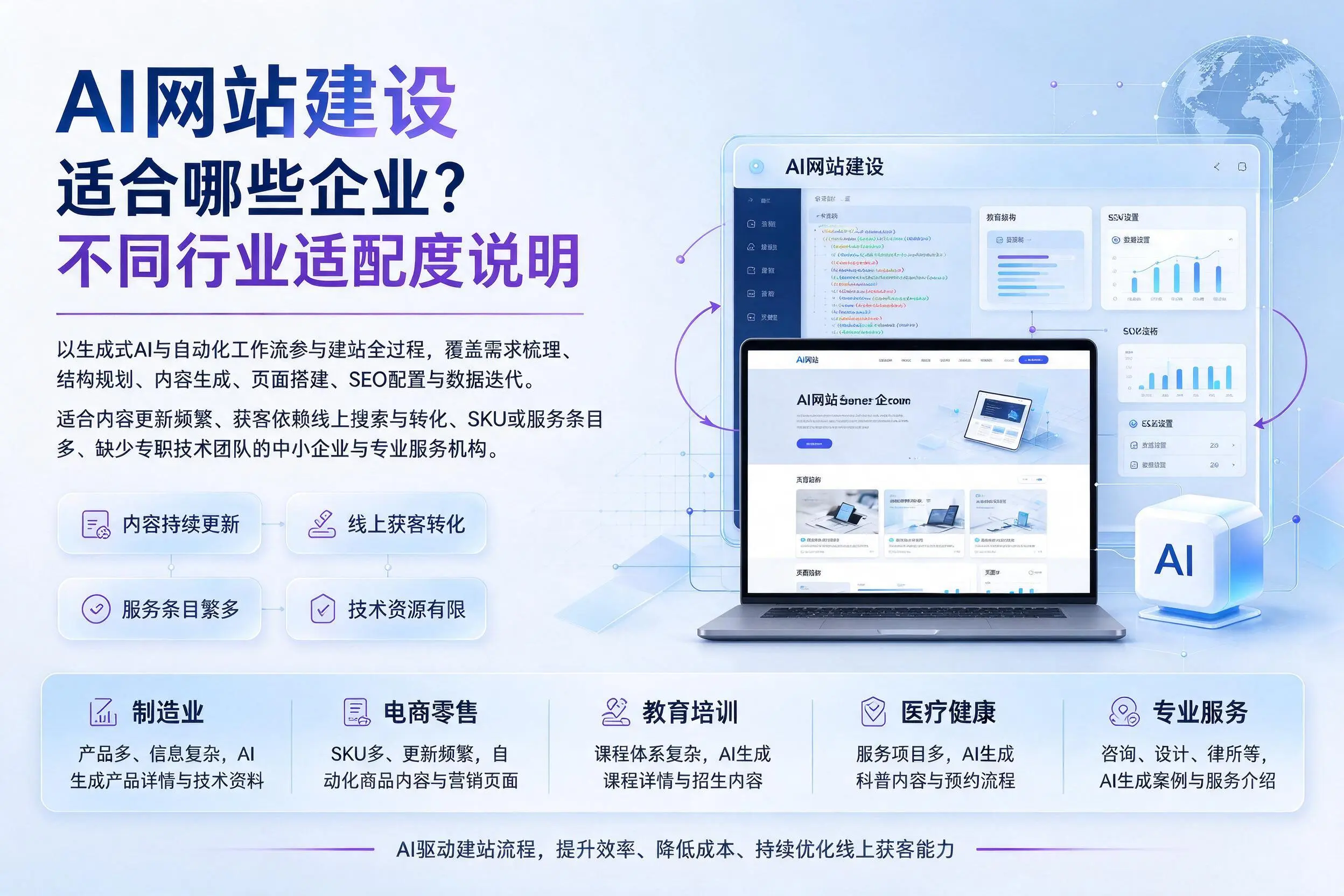 AI网站建设适合哪些企业?阳江不同行业适配度说明